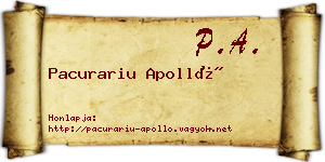 Pacurariu Apolló névjegykártya